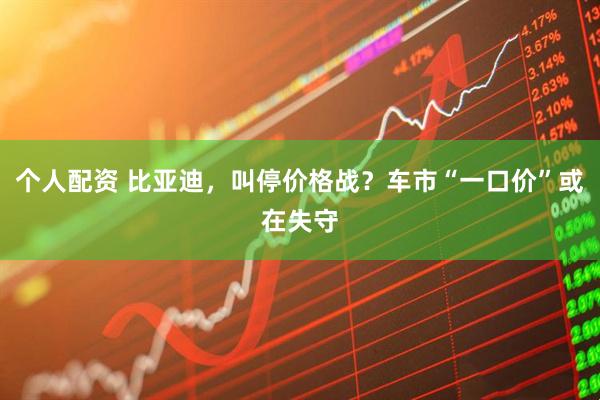 个人配资 比亚迪，叫停价格战？车市“一口价”或在失守